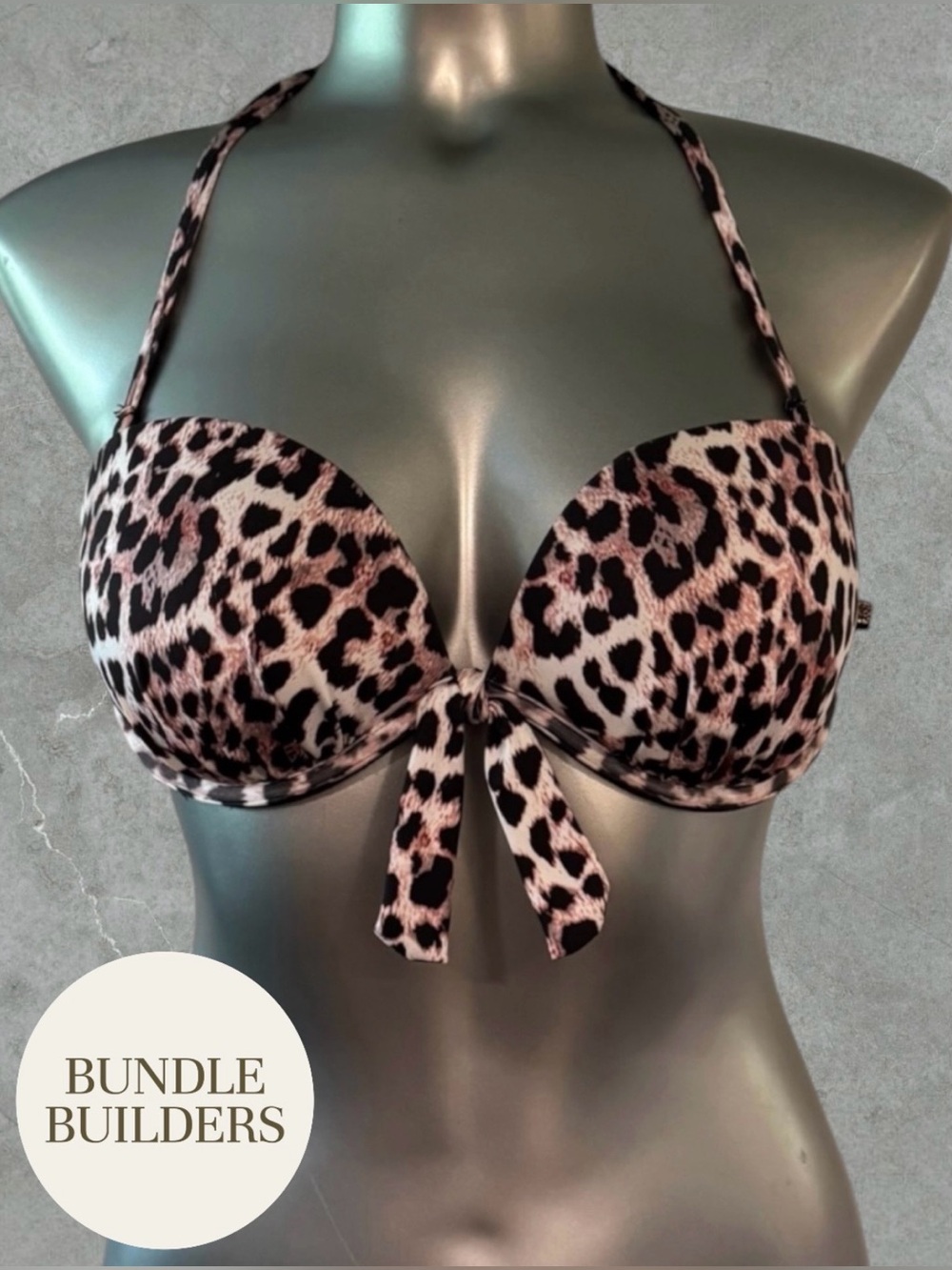 $10 Add-on | Leopard-Print Plunge Bikini Top